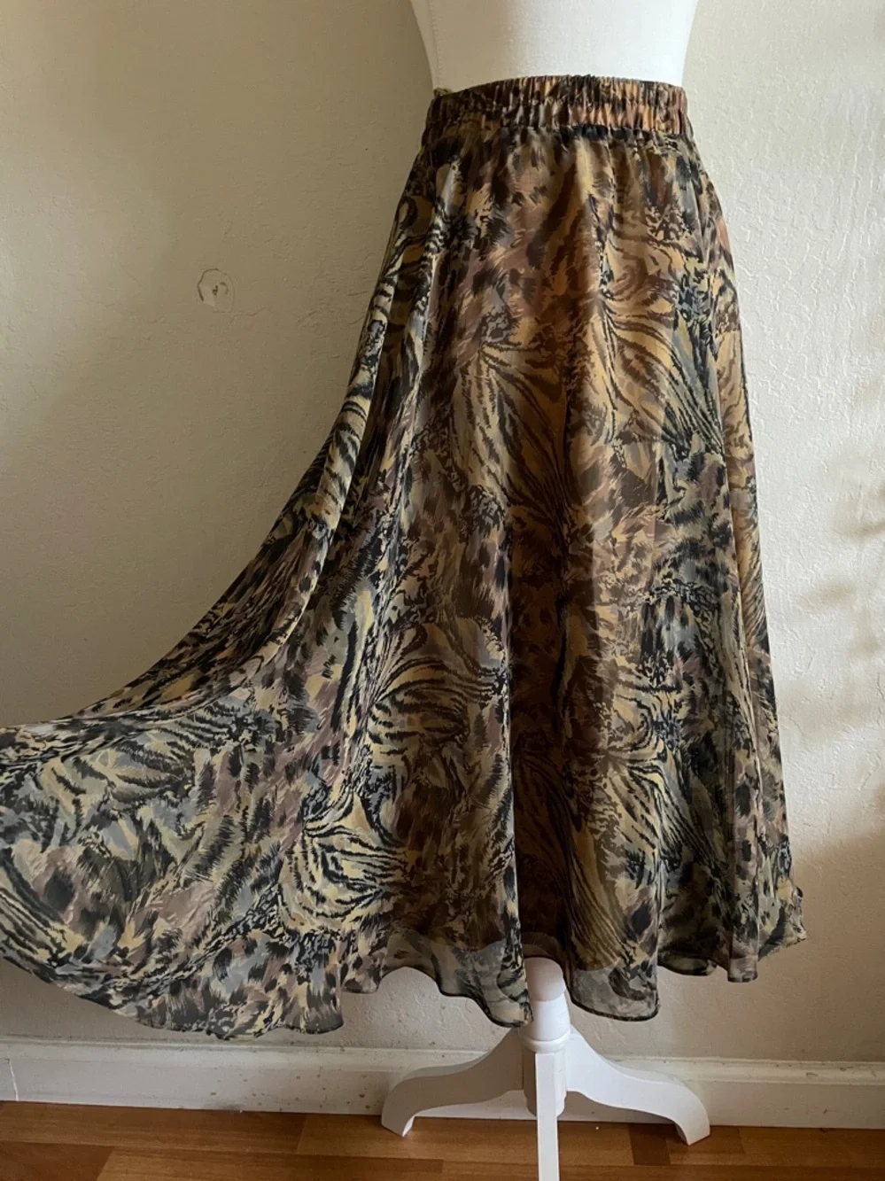 Animal print vintage chiffon circle skirt - Picture 7 of 14